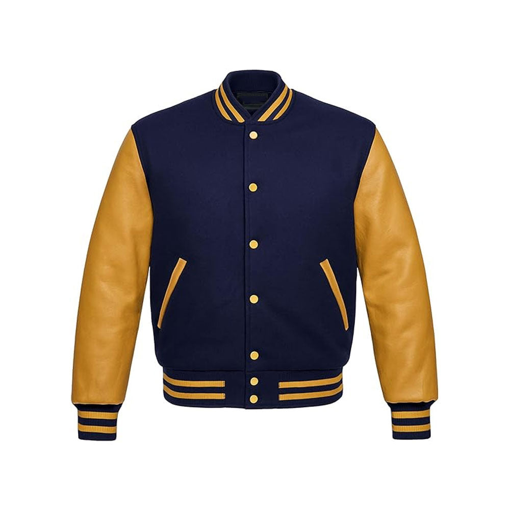 Athletic Letterman Jacket with Classic Leather Sleeves