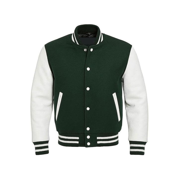 Customizable College Jacket with Real Leather Arms