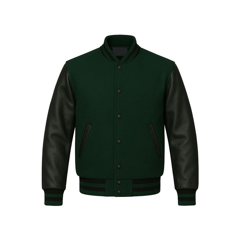 Urban Varsity Jacket Featuring Soft-Touch Leather Sleeves