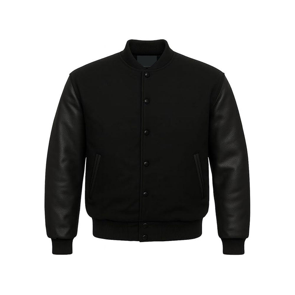 Sport-Inspired Varsity Jacket with Authentic Leather Sleeves