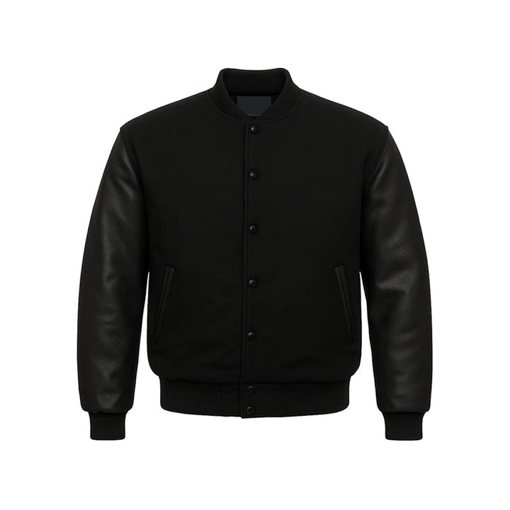 Sport-Inspired Varsity Jacket with Authentic Leather Sleeves