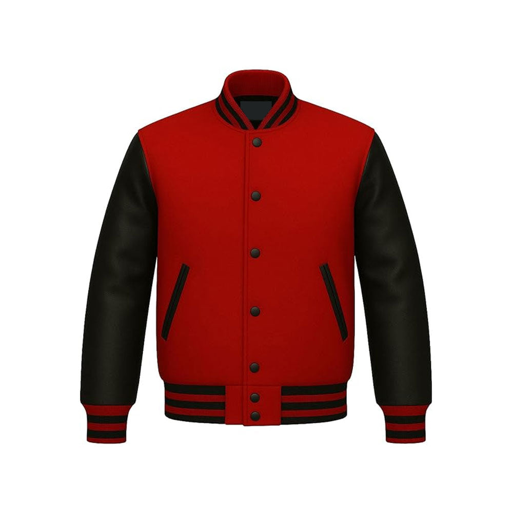 Stylish Collegiate Jacket with Smooth Leather Sleeves
