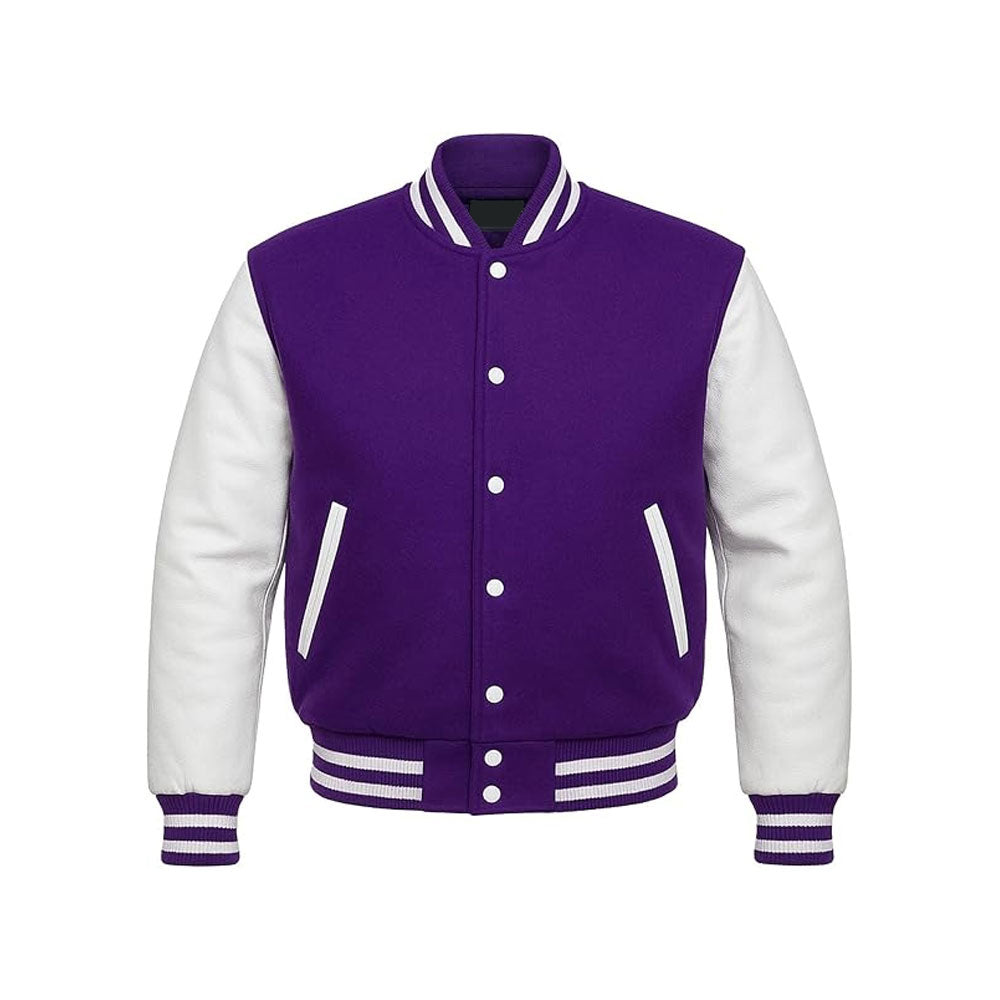 Classic American Varsity Jacket with Genuine Leather Arms
