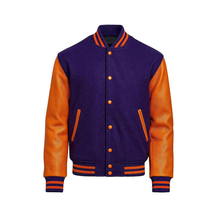 Fashion Varsity Jacket Featuring High-Grade Leather Sleeves