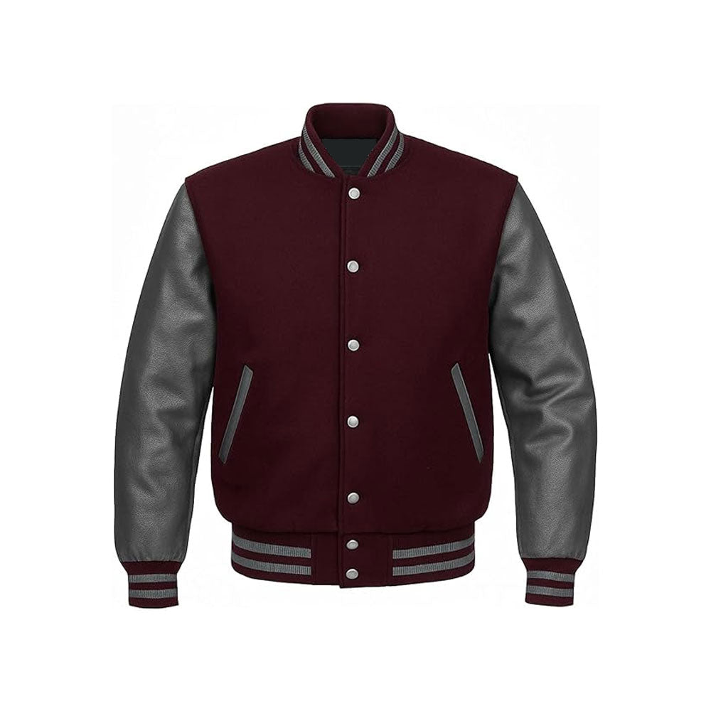Timeless Letterman Jacket with Dual-Texture Leather Sleeves