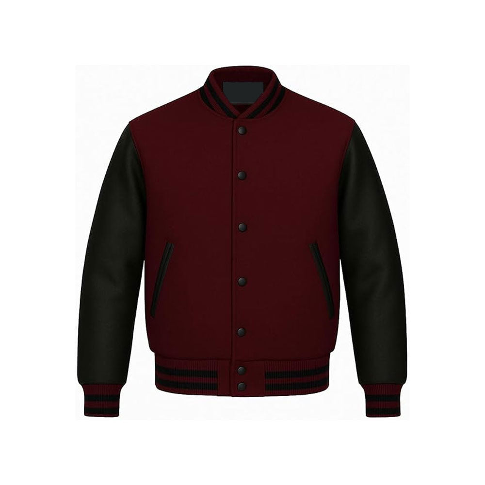 Authentic Sports-Inspired Varsity Jacket with Leather Arms