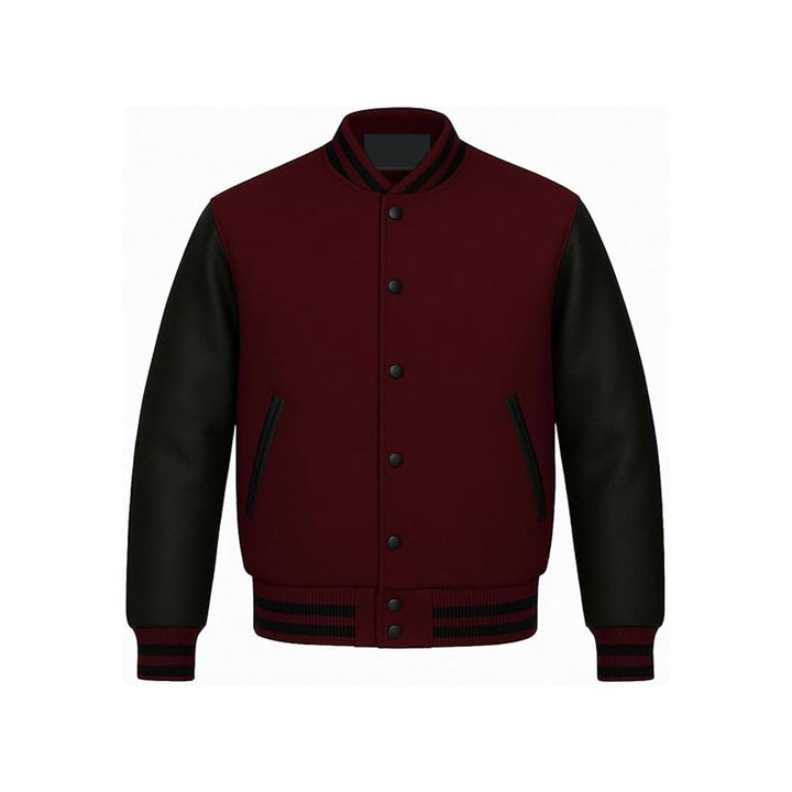 Authentic Sports-Inspired Varsity Jacket with Leather Arms