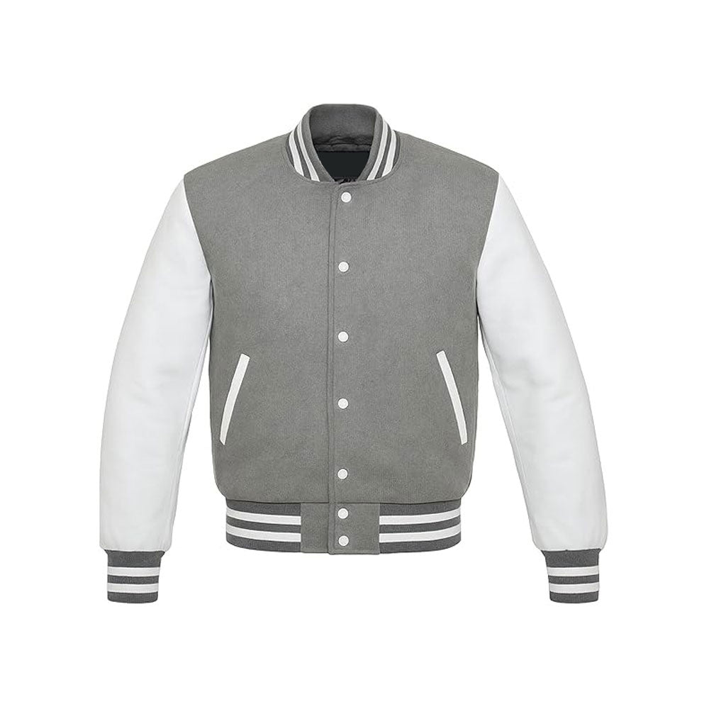 Deluxe Wool Varsity Jacket Featuring Premium Leather Arms