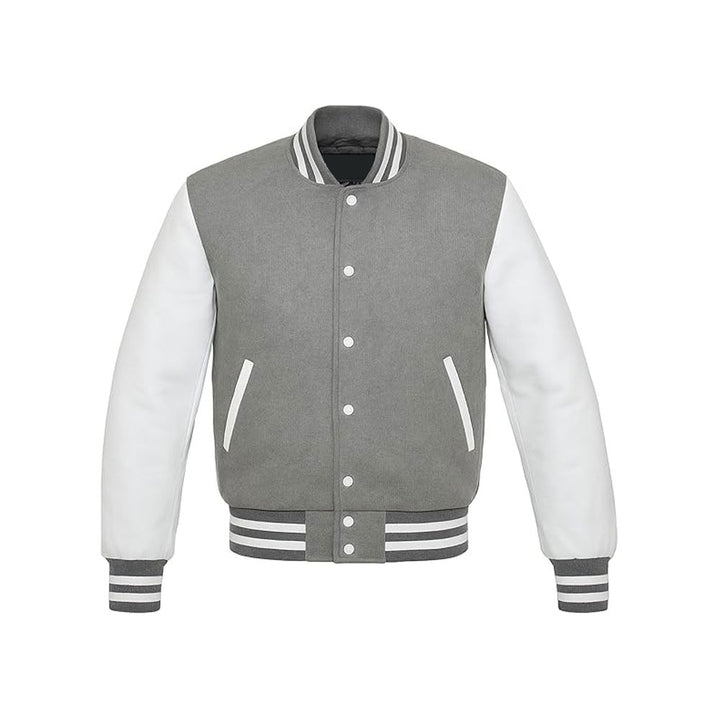 Deluxe Wool Varsity Jacket Featuring Premium Leather Arms