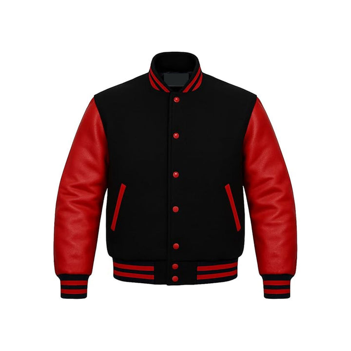 Classic Collegiate Letterman Jacket with Leather-Trimmed Sleeves