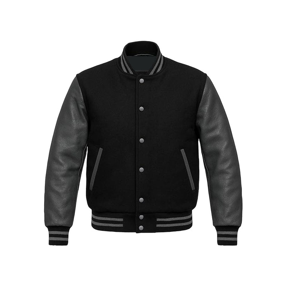 Retro Varsity Bomber with Vintage-Style Leather Sleeves