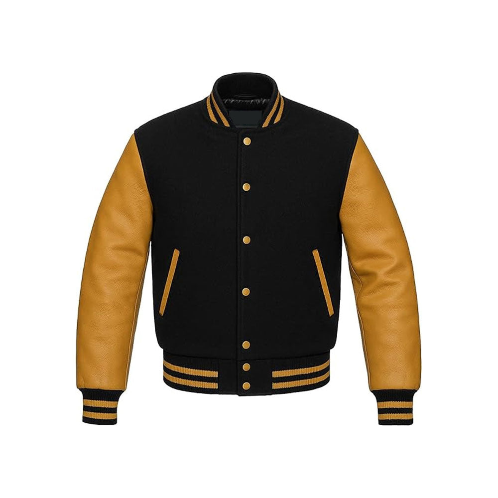 Elegant Wool & Leather Varsity Jacket for Everyday Wear