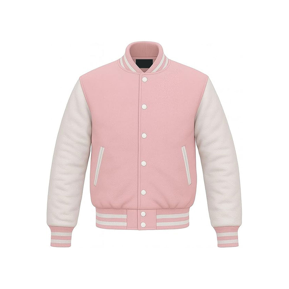 Premium Tailored Varsity Jacket with Luxe Leather Sleeves