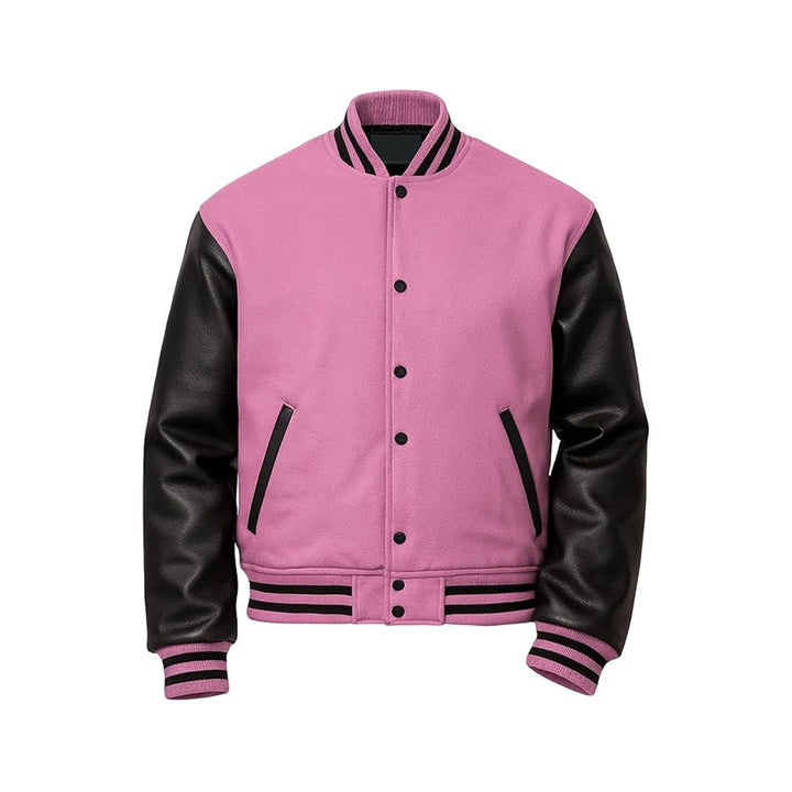 Contemporary College Jacket Accented with Genuine Leather Arms