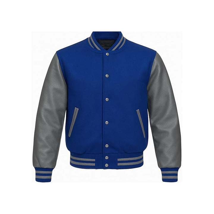 Vintage-Style Letterman Jacket with Contrast Leather Arms