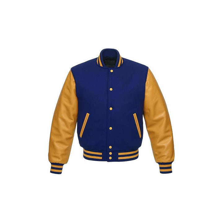 Unisex Wool Varsity Jacket with Real Leather Sleeves