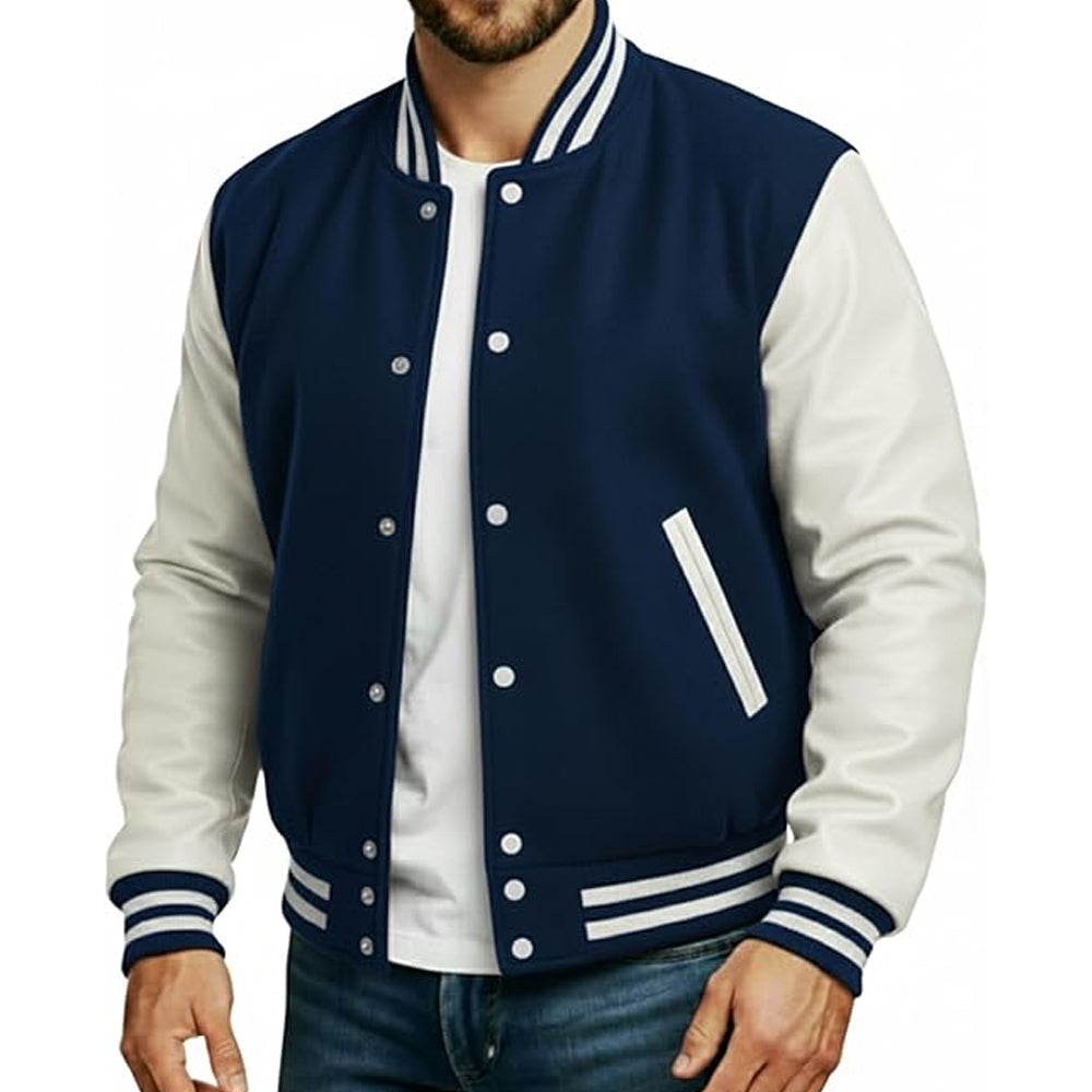 Premium Wool & Leather Varsity Jacket for Men