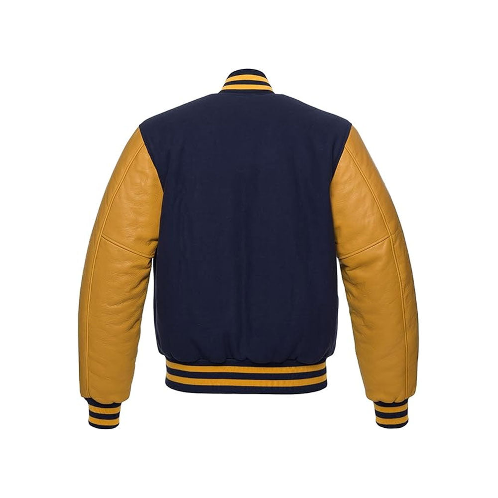 Athletic Letterman Jacket with Classic Leather Sleeves