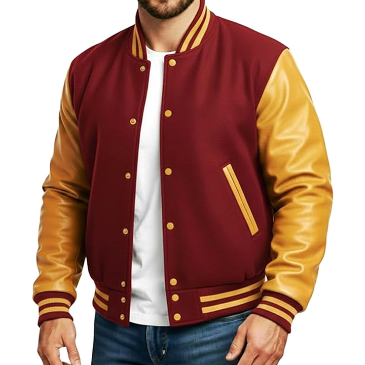 Classic College-Style Varsity Jacket for Men