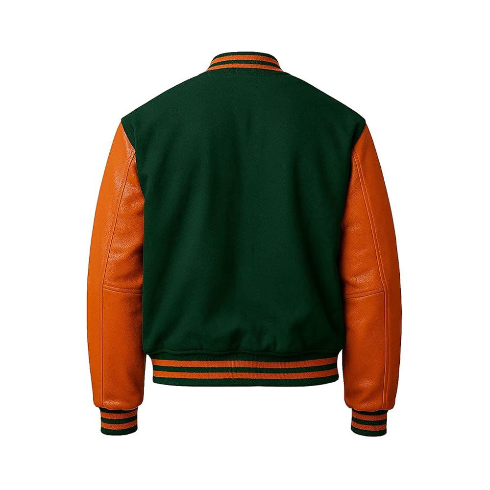 Classic Sports Varsity Jacket with Durable Leather Sleeves
