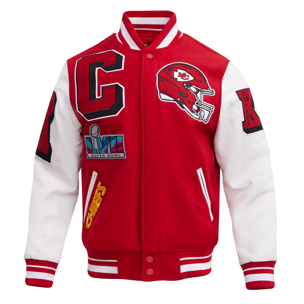 NFL KANSAS CITY CHIEFS MASHUP MEN'S RIB WOOL VARSITY JACKET
