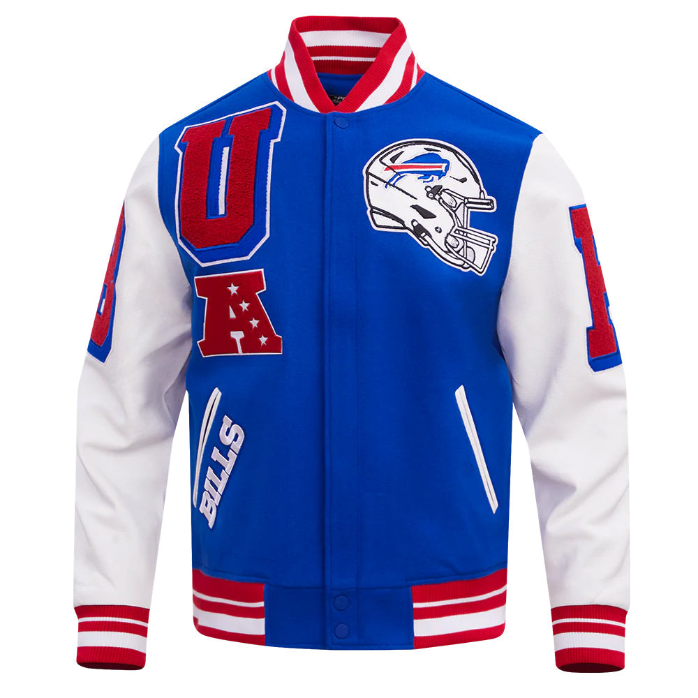 NFL BUFFALO BILLS MASHUP MEN'S RIB WOOL VARSITY JACKET
