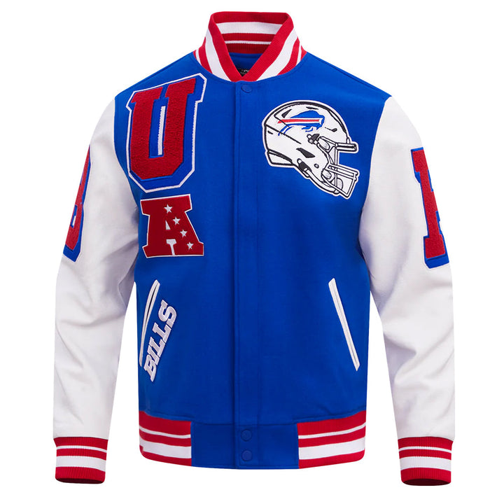 NFL BUFFALO BILLS MASHUP MEN'S RIB WOOL VARSITY JACKET