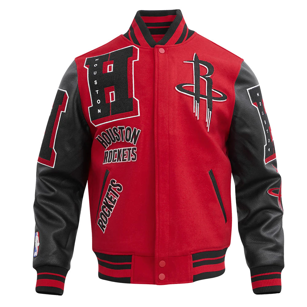 NBA HOUSTON ROCKETS MASHUP MEN'S RIB WOOL VARSITY JACKET