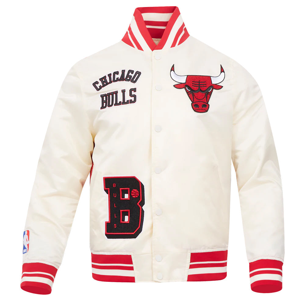 NBA CHICAGO BULLS SUBLIMATED MEN'S SATIN JACKET-WHITE