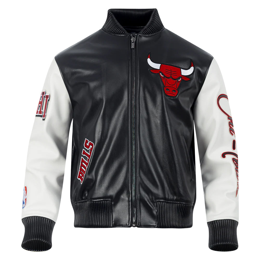 NBA CHICAGO BULLS CITY SIGNATURE MEN'S LEATHER VARSITY JACKET