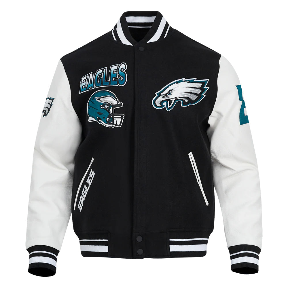 NFL PHILADELPHIA EAGLES TURN IT UP MEN'S RIB WOOL VARSITY JACKET