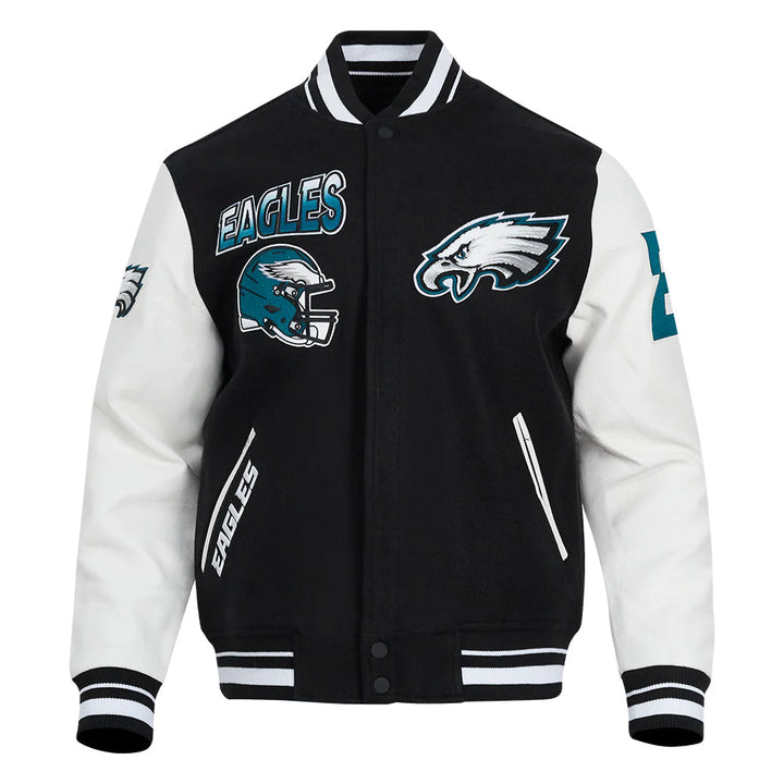 NFL PHILADELPHIA EAGLES TURN IT UP MEN'S RIB WOOL VARSITY JACKET