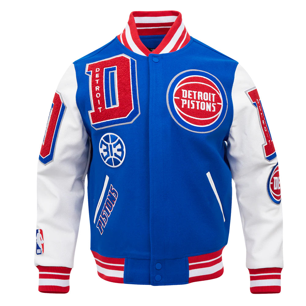 NBA DETROIT PISTONS MASHUP MEN'S RIB WOOL VARSITY JACKET