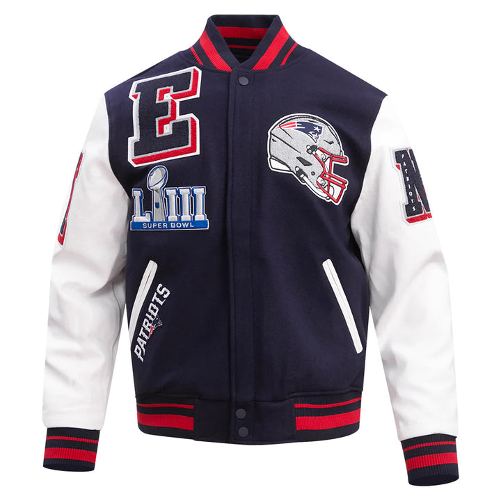 NFL NEW ENGLAND PATRIOTS MASHUP MEN'S RIB WOOL VARSITY JACKET