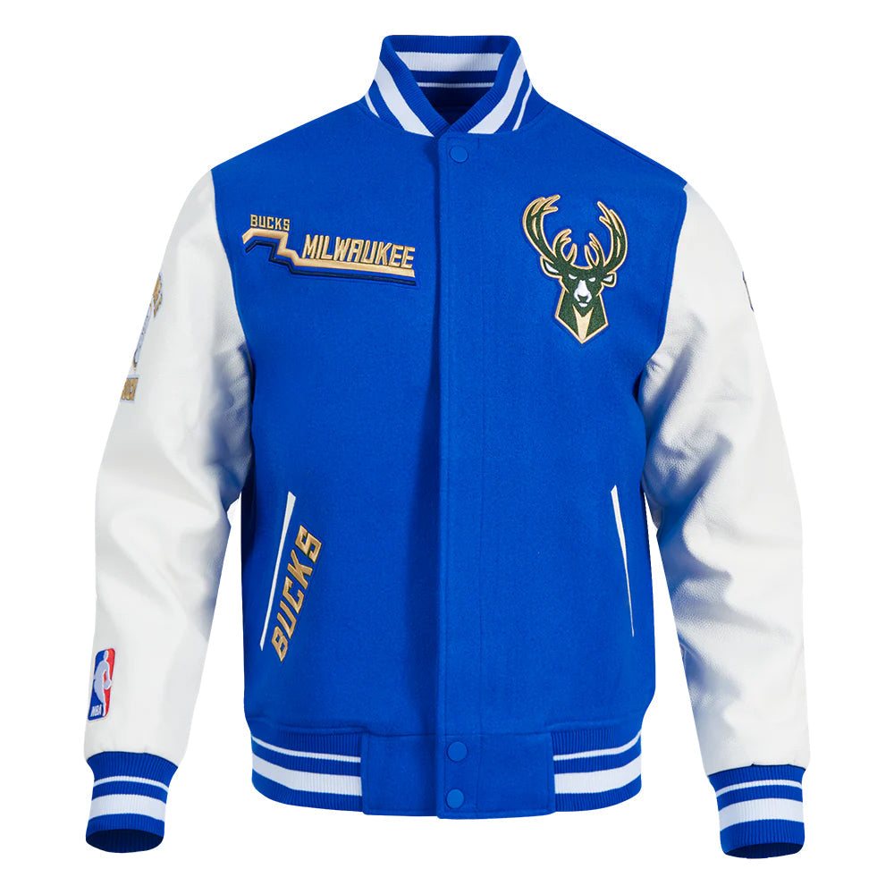 NBA MILWAUKEE BUCKS CITY EDITION 24-25 MEN'S RIB WOOL VARSITY JACKET