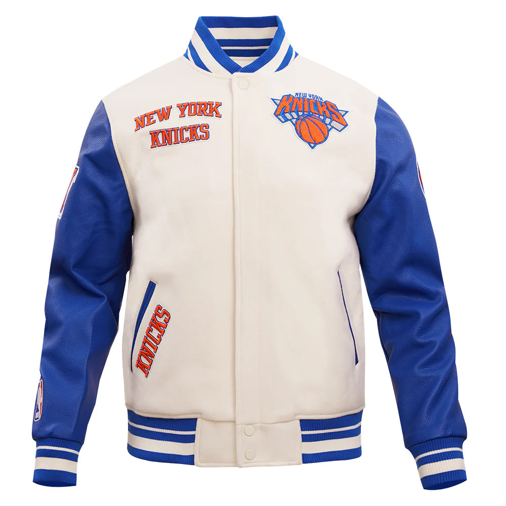 NBA NEW YORK KNICKS RETRO CLASSIC MEN'S RIB WOOL VARSITY JACKET