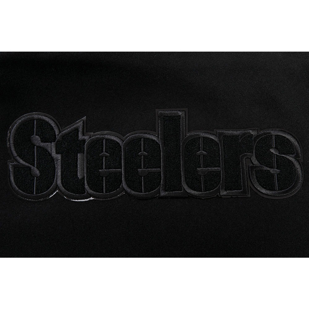 NFL PITTSBURGH STEELERS TRIPLE BLACK MEN'S MEN'S WOOL VARSITY JACKET