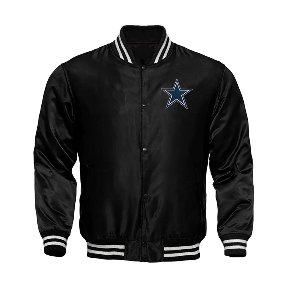 Dallas Cowboys Starter Locker Room Satin Varsity Full-Snap Jacket – Black