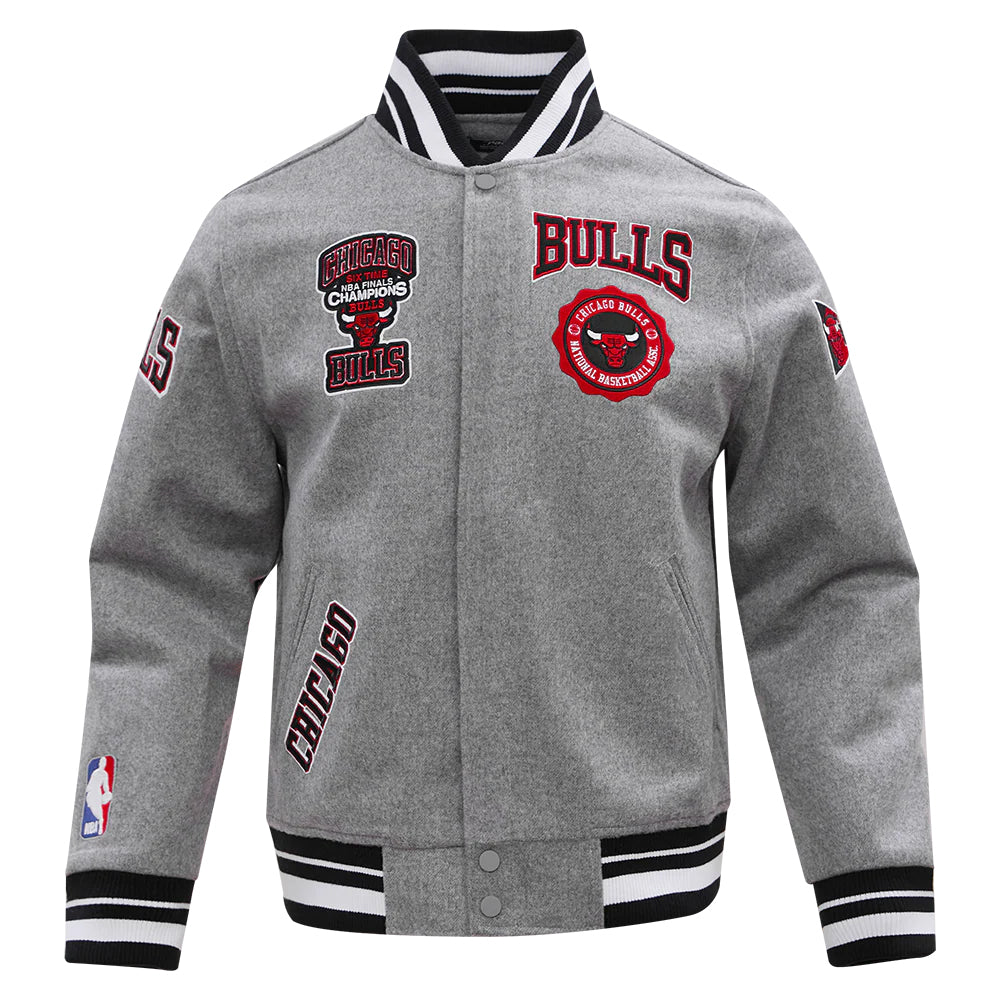 NBA CHICAGO BULLS CREST EMBLEM MEN'S RIB WOOL VARSITY JACKET