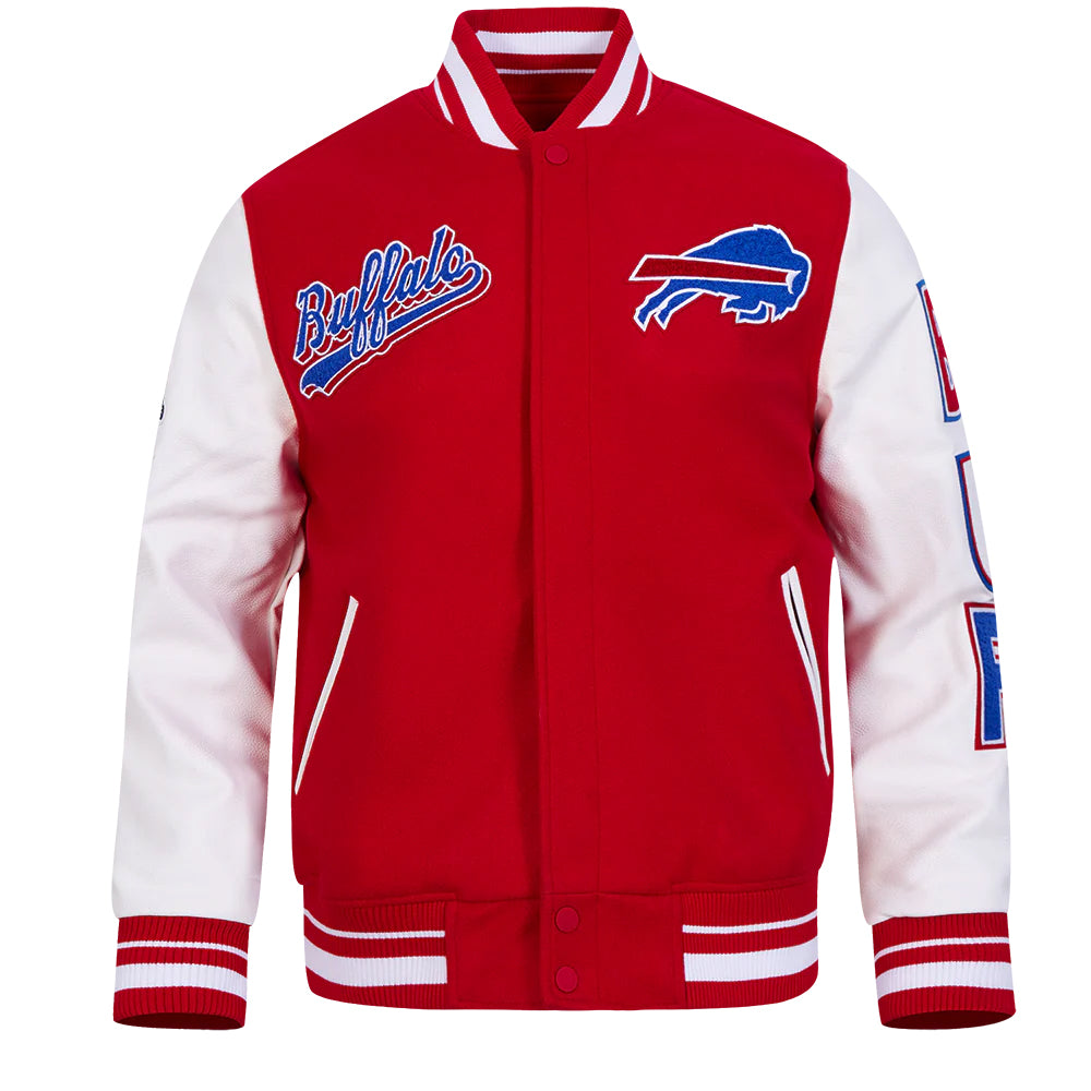 NFL BUFFALO BILLS SCRIPT TAIL MEN'S RIB WOOL VARSITY JACKET