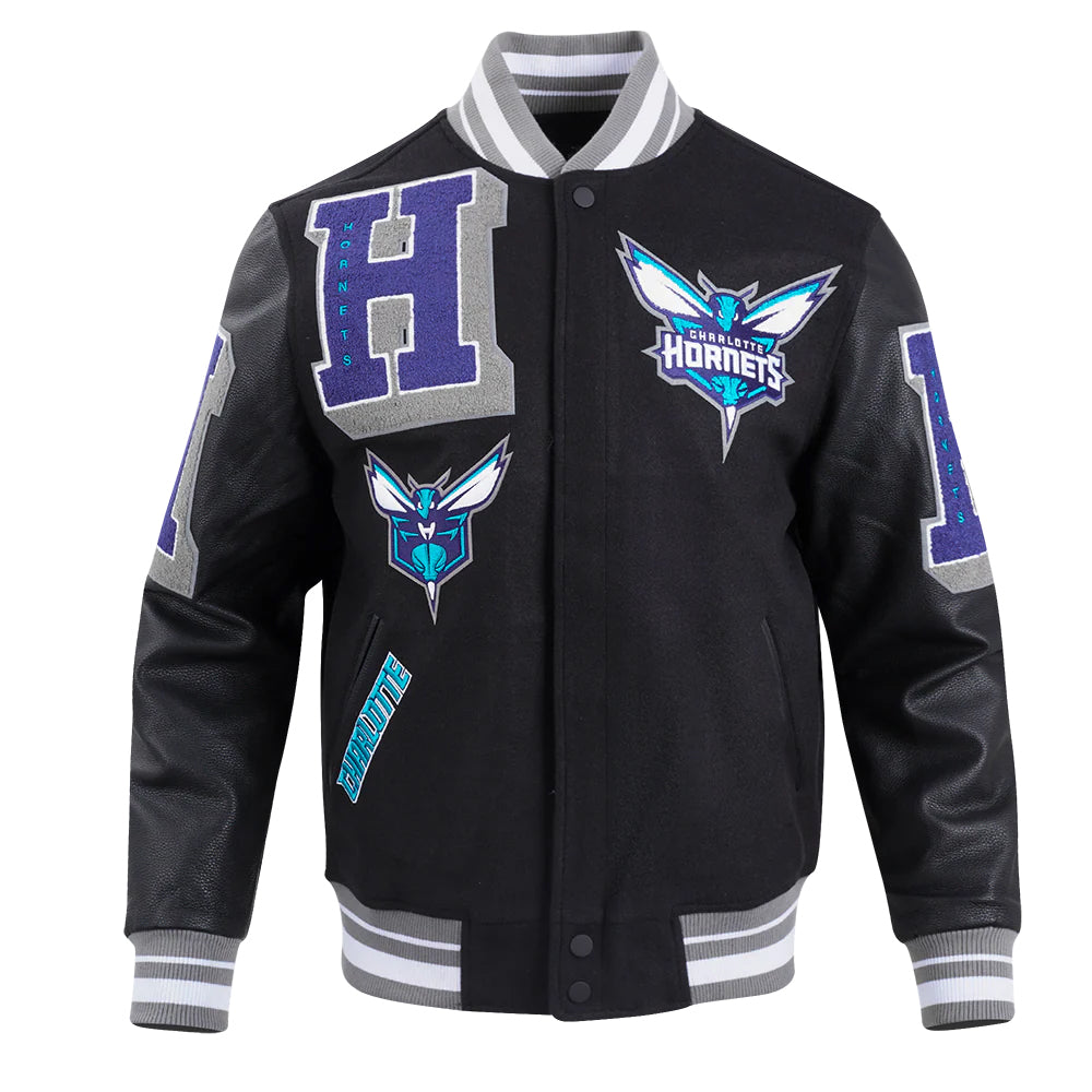 NBA CHARLOTTE HORNETS MASHUP MEN'S RIB WOOL VARSITY JACKET