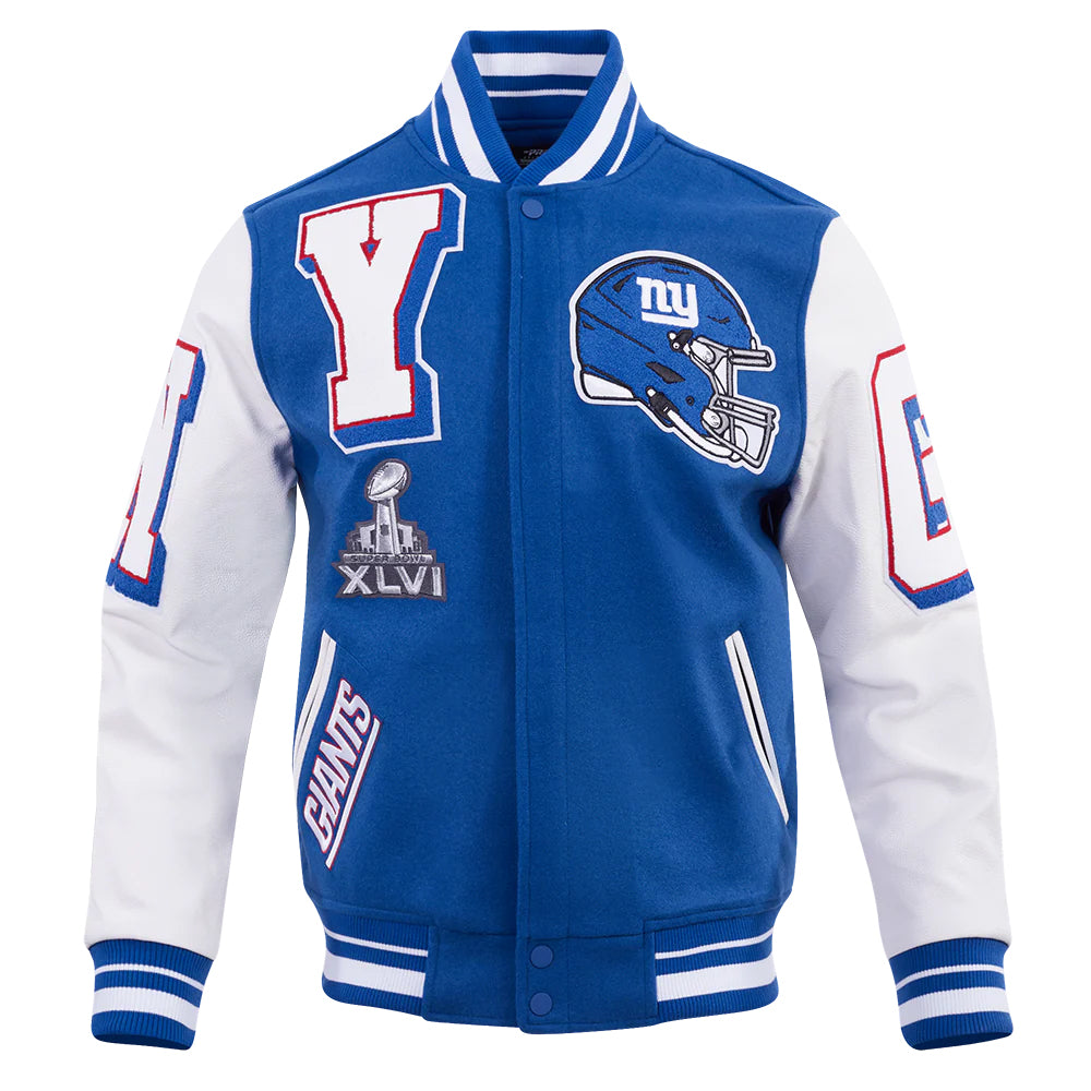 NFL NEW YORK GIANTS MASHUP MEN'S RIB WOOL VARSITY JACKET