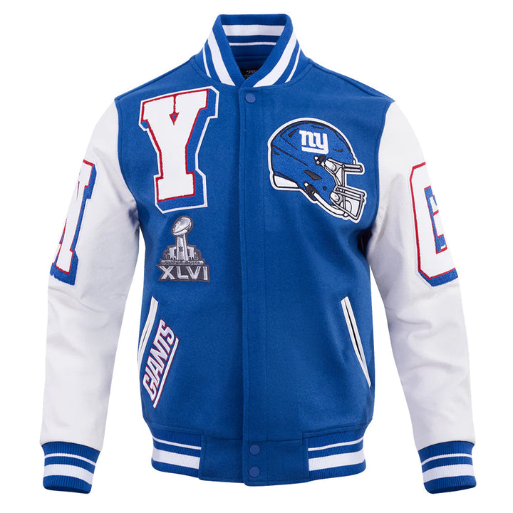 NFL NEW YORK GIANTS MASHUP MEN'S RIB WOOL VARSITY JACKET