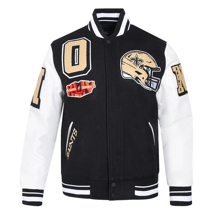 NFL NEW ORLEANS SAINTS MASHUP MEN'S RIB WOOL VARSITY JACKET