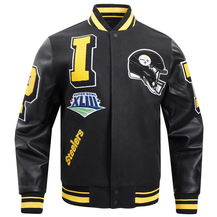 NFL PITTSBURGH STEELERS MASHUP MEN'S RIB WOOL VARSITY JACKET