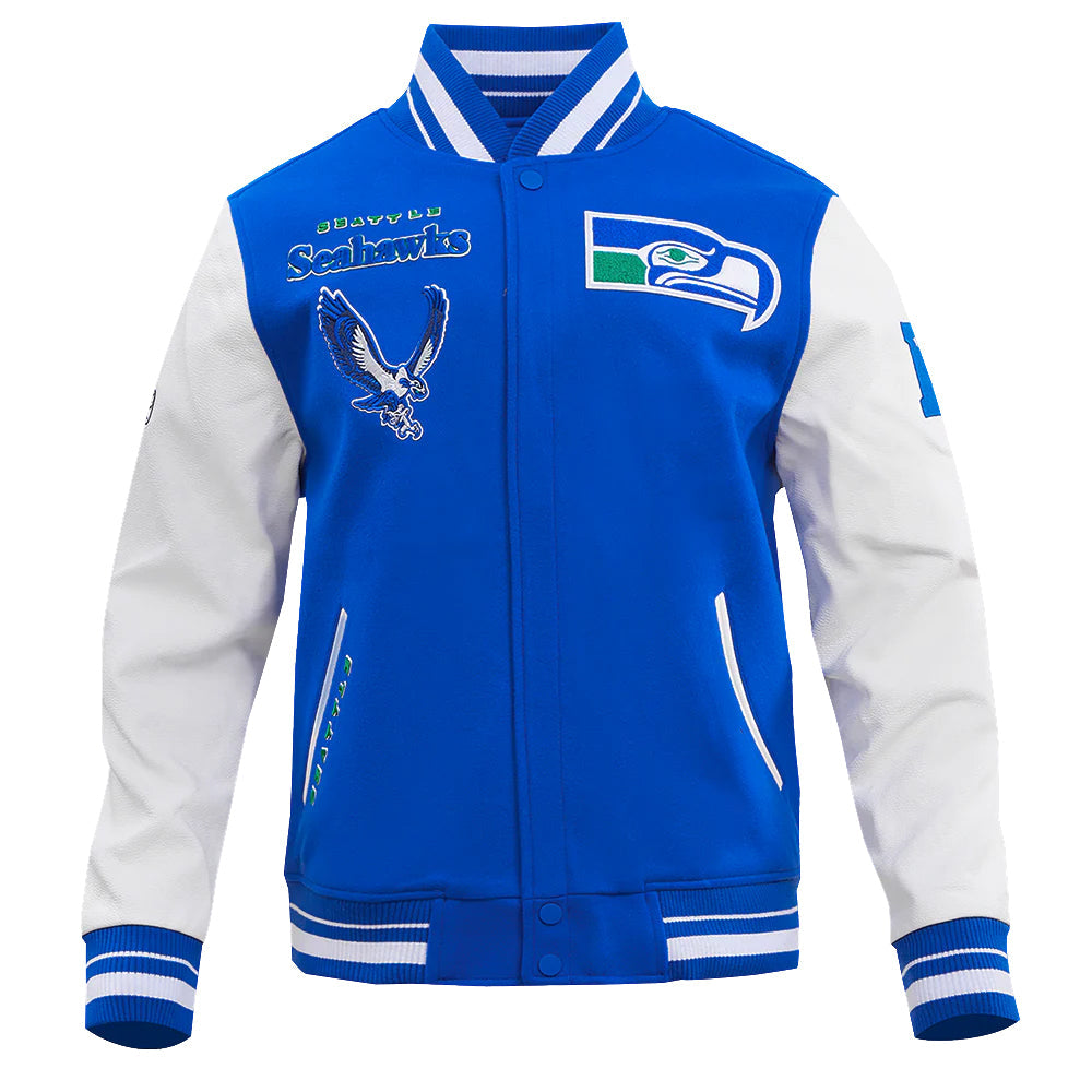 NFL SEATTLE SEAHAWKS RETRO CLASSIC MEN'S RIB WOOL VARSITY JACKET