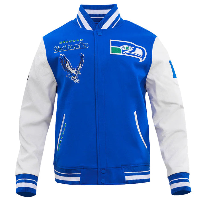 NFL SEATTLE SEAHAWKS RETRO CLASSIC MEN'S RIB WOOL VARSITY JACKET