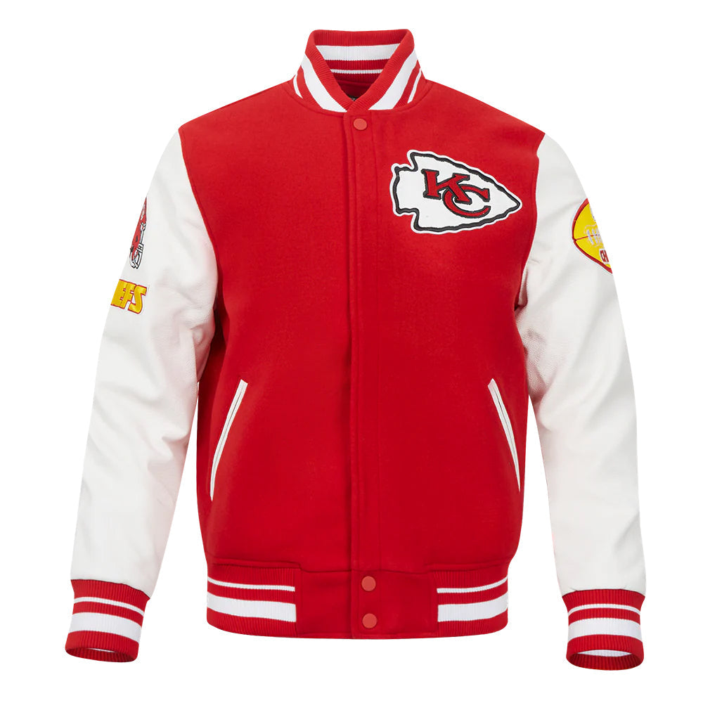 NFL KANSAS CITY CHIEFS OLD ENGLISH MEN'S RIB WOOL VARSITY JACKET