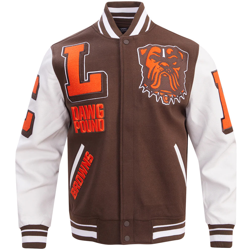 NFL CLEVELAND BROWNS MASHUP MEN'S RIB WOOL VARSITY JACKET