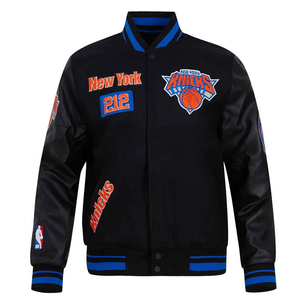 NBA NEW YORK KNICKS AREA CODE MEN'S RIB WOOL VARSITY JACKET